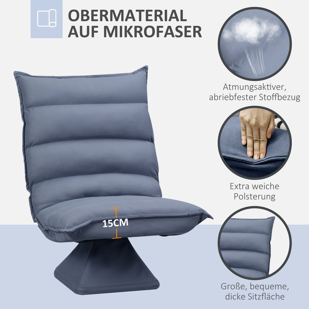 Lænestol, drejelig, vipbart ryglæn, læderlook, stålstel, grå, 62 x 70 x 95 cm