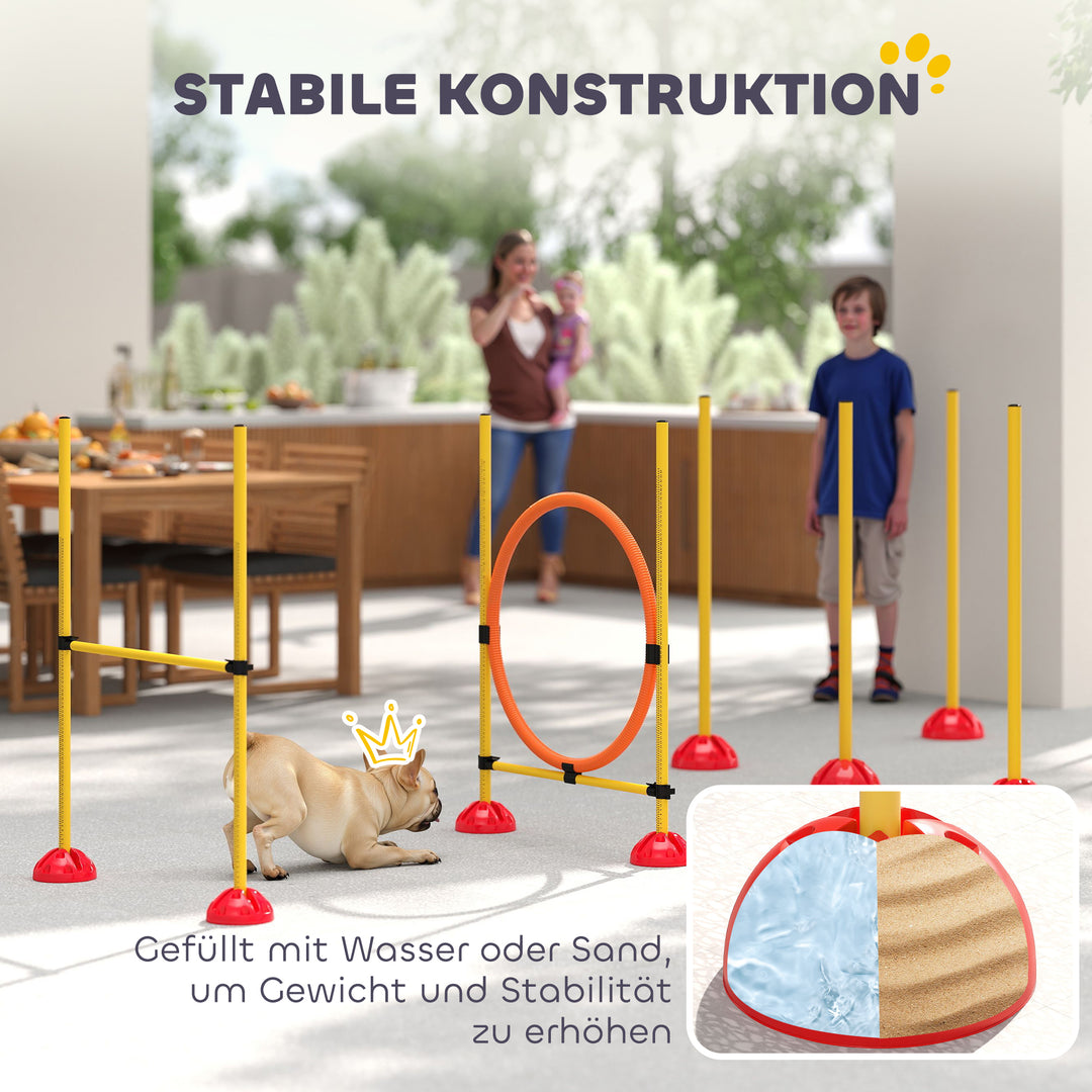 Agility set hunde 3-delt fyldeligt agilityudstyr til hundetræning plug-in hækkesæt med slalomstave
