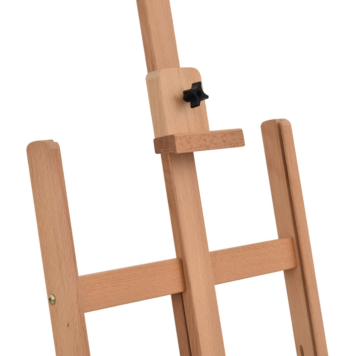 Staffeli, båreramme, atelierstaffeli, højde- og vinkeljusterbart med opbevaringsrum, naturligt bøgetræ, 53 x 50,5 x 171-230 cm