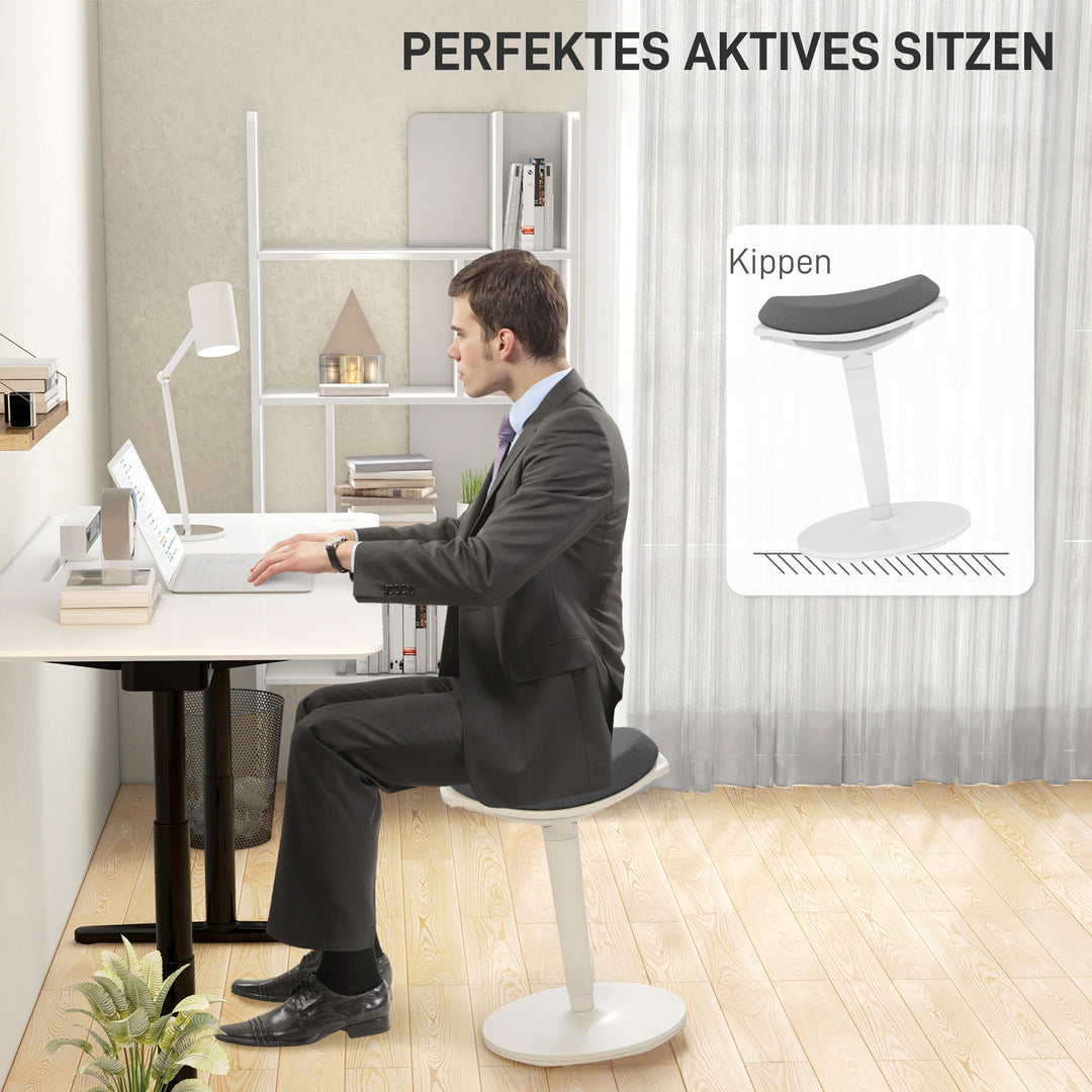 Gyngestol, ergonomisk, højdejusterbar, op til 120 kg, 42,5 x 35,5 x 56,5-71,5 cm, grå