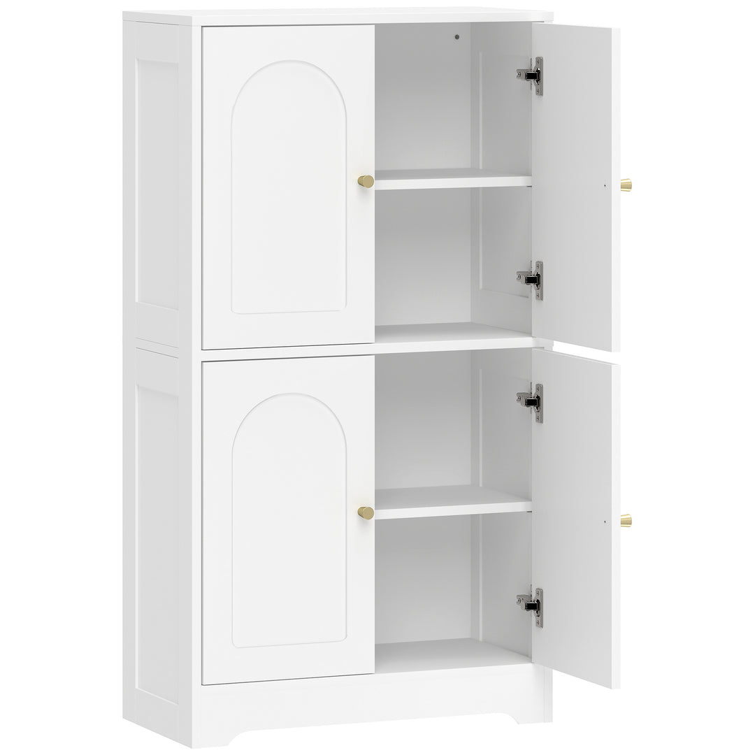 Køkkenskab, højskab med 2 justerbare hylder, køkkenbuffet med 4 buede låger 60 x 30 x 110 cm, hvid