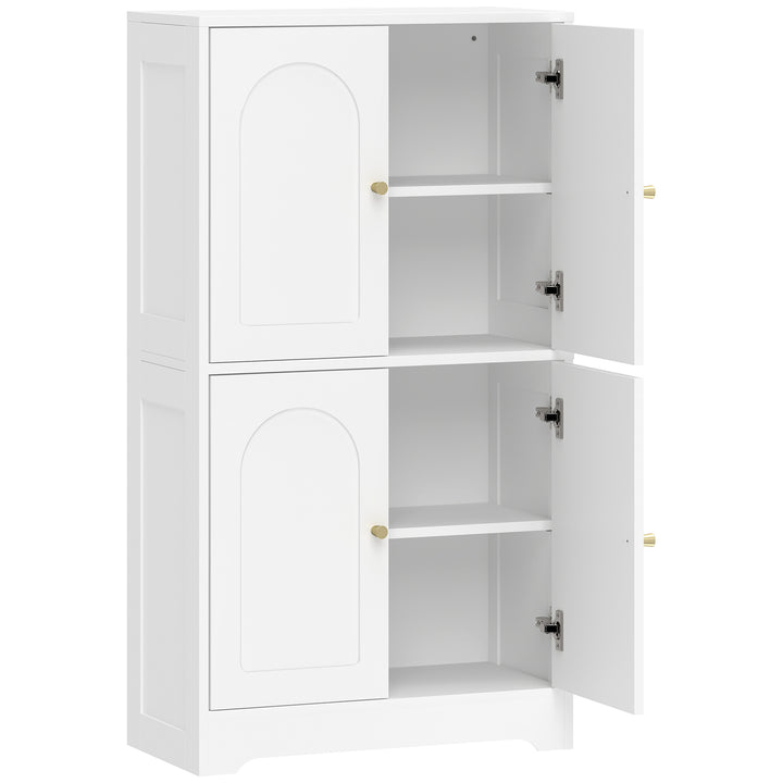 Køkkenskab, højskab med 2 justerbare hylder, køkkenbuffet med 4 buede låger 60 x 30 x 110 cm, hvid