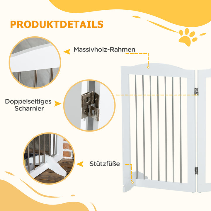 Foldbart hundegitter, justerbar form, til hunde op til 20 kg, 154 x 80 x 30 cm, hvid