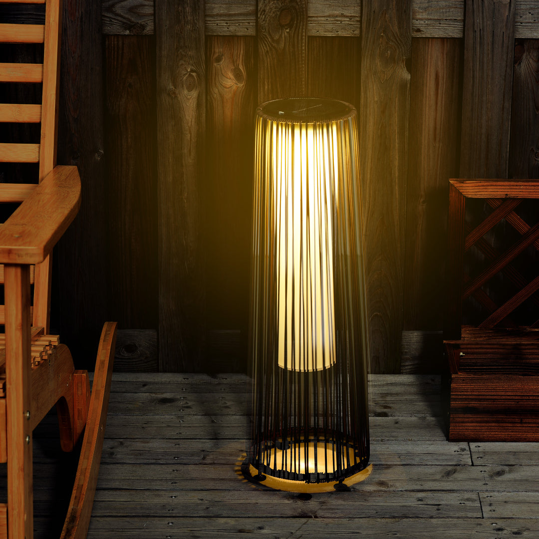 Havelampe, udendørslampe, soldrevet, 8 timers drift, automatisk tilstand, rottinglook, 21,5 x 21,5 x 61 cm
