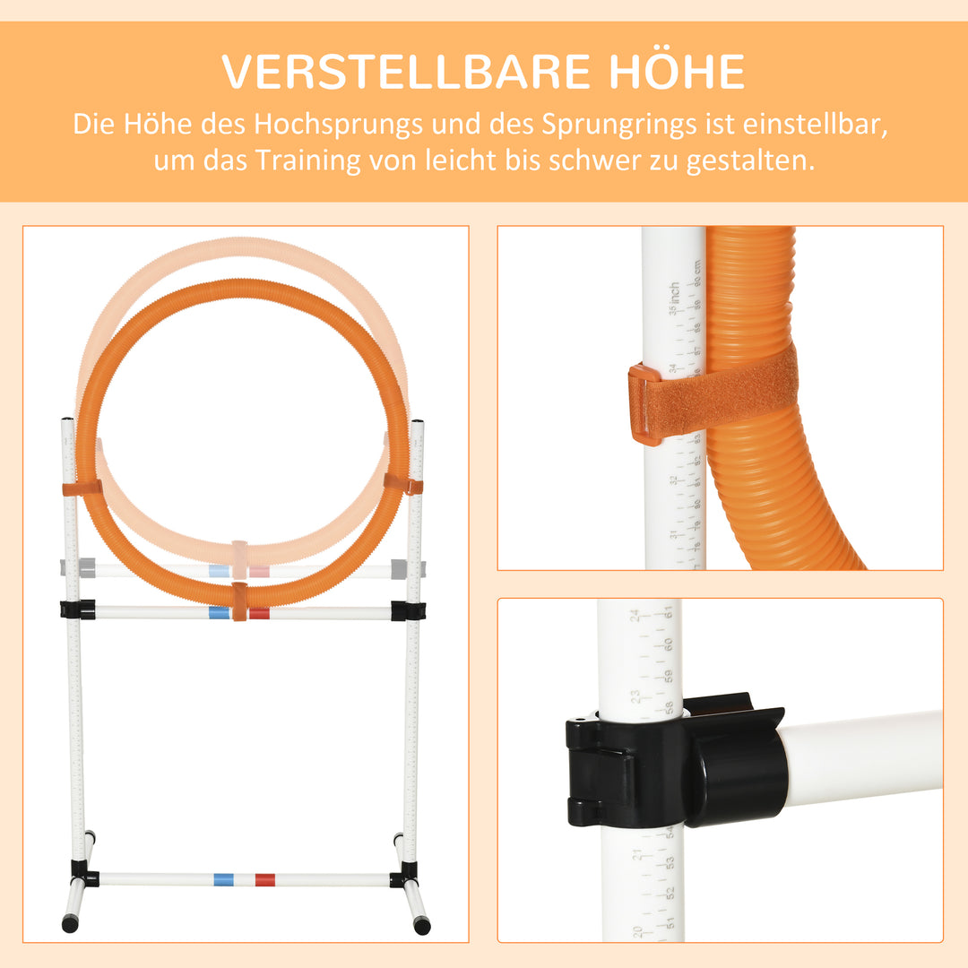 Hundetræningssæt hoppering til kæledyr agilitytræning bærbar pe hvid + orange 74,5 x 66 x 91 cm
