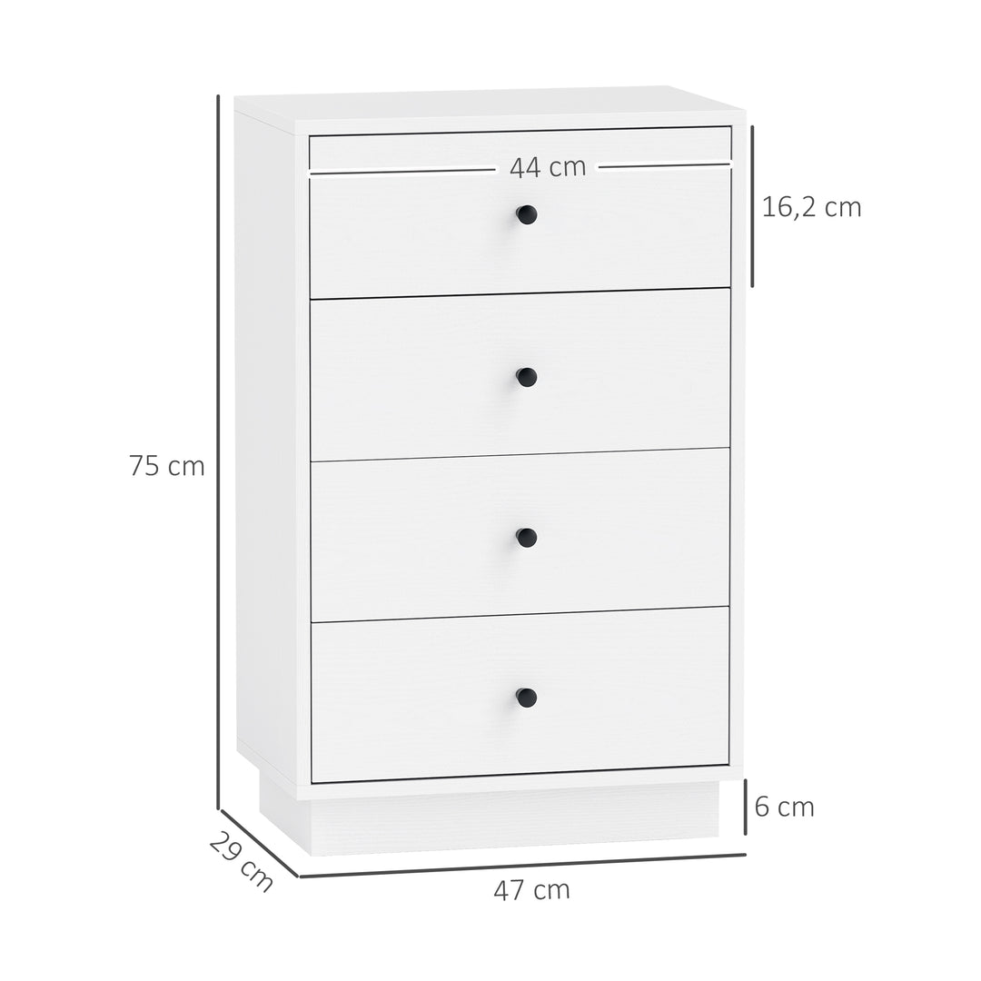 Kommode med 7 skuffer i træ i moderne stil 47 x 29 x 75 cm hvid