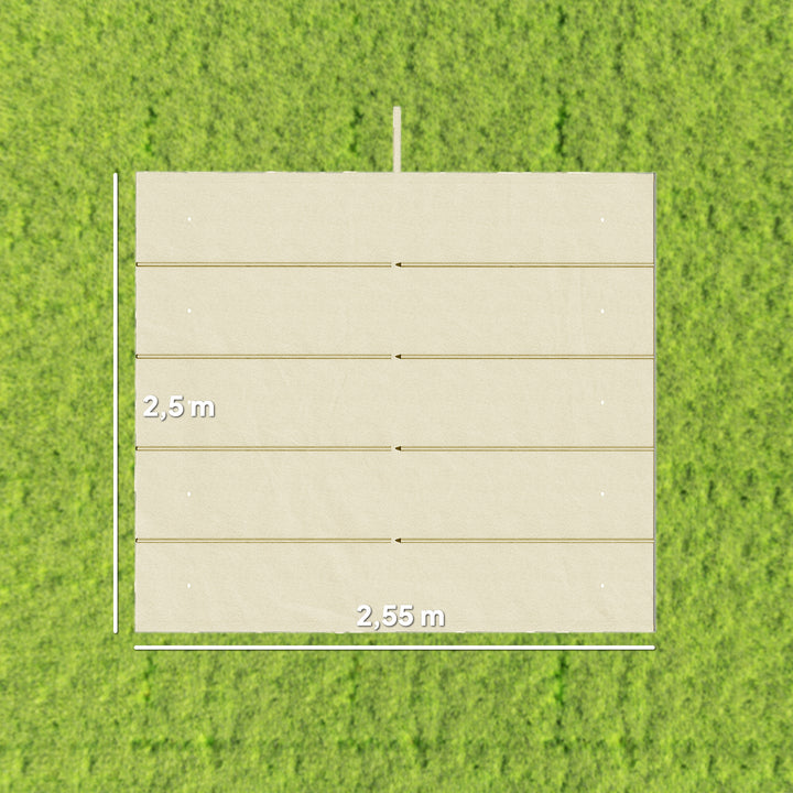 Udskiftningstag til 3 x 3 m pergola, udtrækkeligt, med drænhuller til regnvand, vejrbestandigt, polyester, 250 x 255 cm, cremehvid