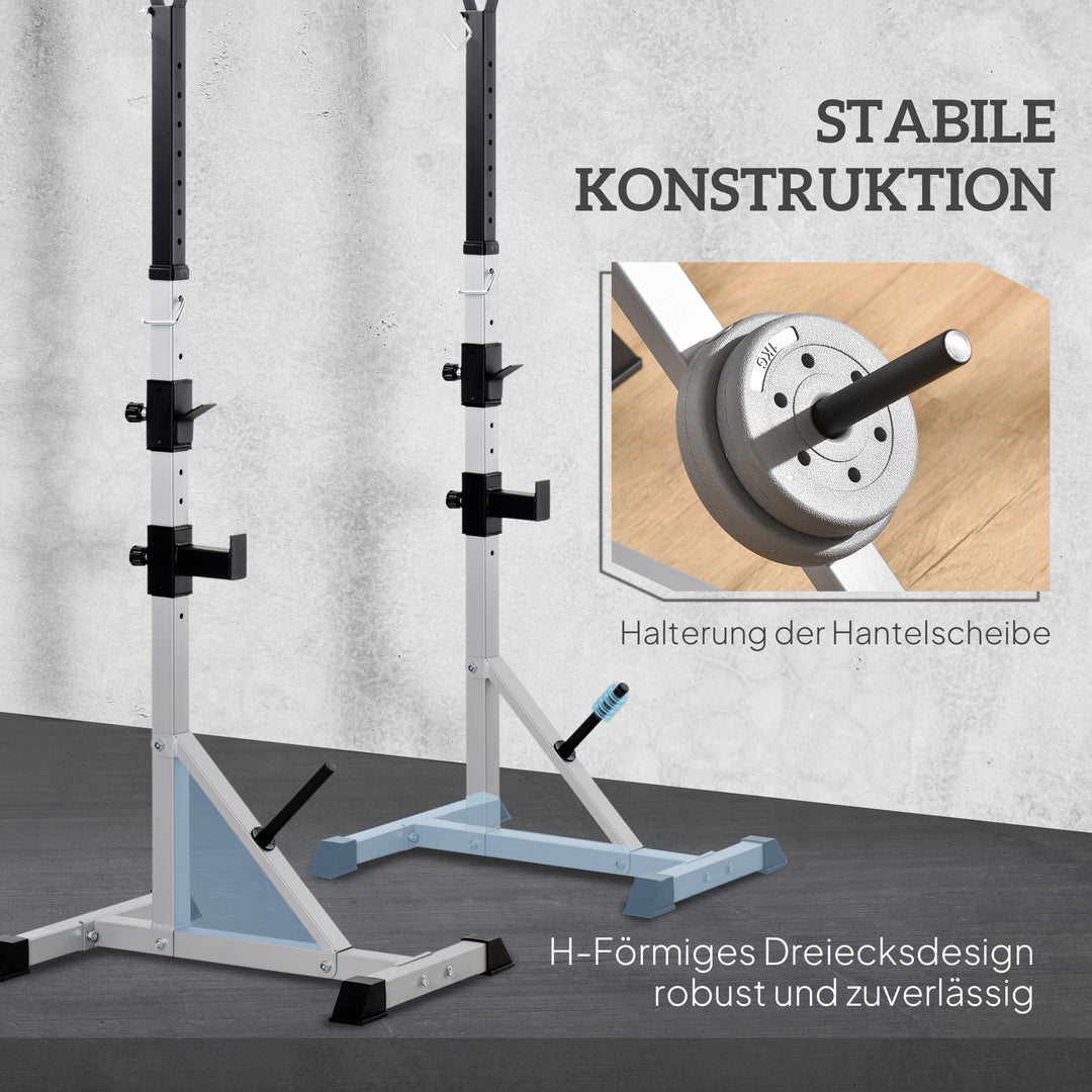 Sæt med 2 håndvægtstativer, 3 niveauer, højdejusterbar, håndvægtstativ i stål, lasteevne op til 200 kg, sølv + sort