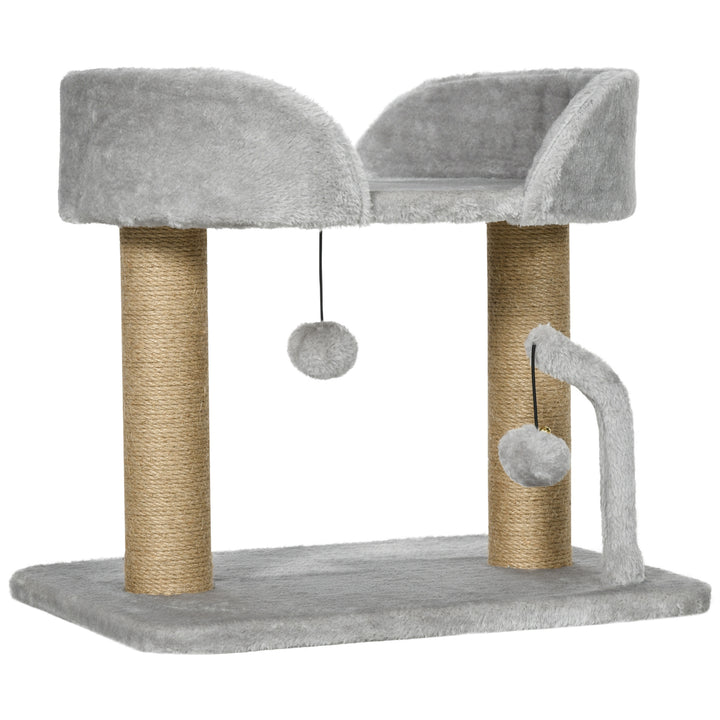 Kradsetræ, 42 cm lille kradsetræ med jute kradsetræer, platform, grå
