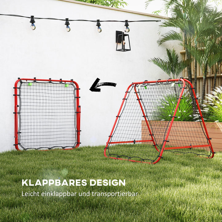 Fodboldmål, justerbart, foldbart, metalramme, 100 x 95 cm, rød