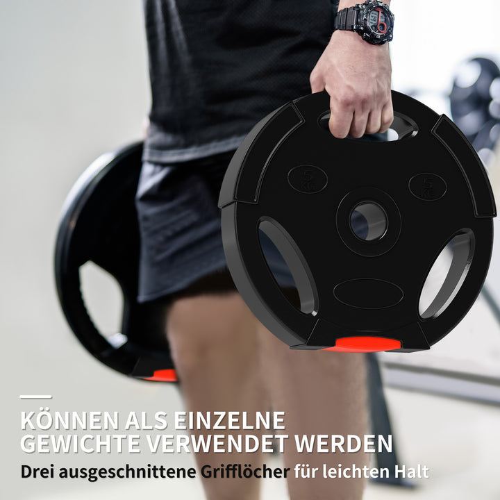 4-Delt vægtskivesæt til træning, fitnesscenter, hjemmetræning, styrketræning, 2 x 5 kg og 2 x 2,5 kg, sort