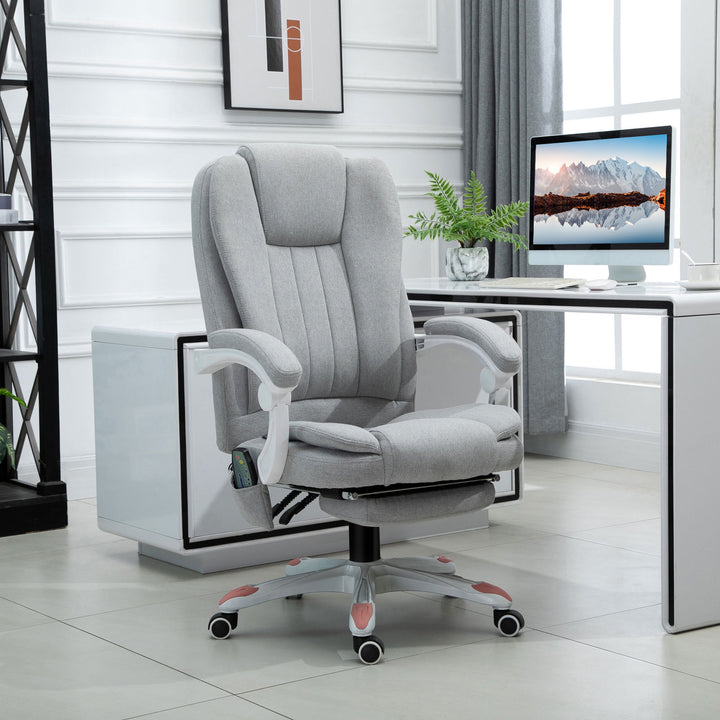 Massagestol, kontorstol, gamingstol, polyester, skum, nylon, grå, 66 x 63 x 107-115 cm