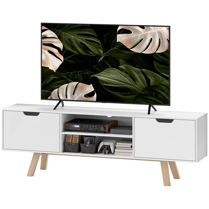 Tv-skab med skuffer og åbne hylder, mdf, 150 x 39 x 50 cm, hvid