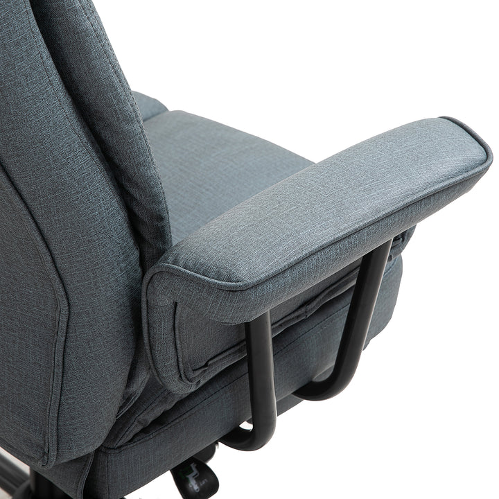 Kontorstol ergonomisk executive-stol 360° drejelig computerstol højdejusterbar med nakkestøtte og polstrede armlæn med fodstøtte kunstlæder 68 x 80 x 120–126 cm