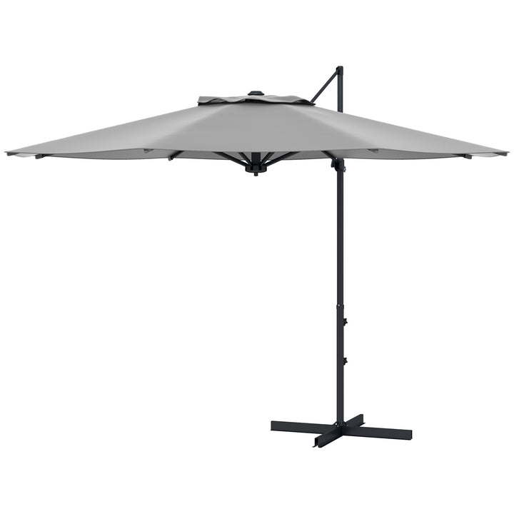 Ø3 m cantilever parasol, vipbar, drejelig, håndsving, vindfang, metalmast, mørkegrå