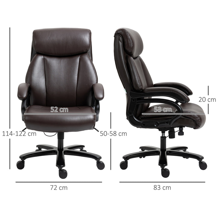 Kontorstol, executive stol, gaming stol, drejestol, gyngefunktion, tyk polstring, 180 kg lasteevne, ergonomisk design, højdejusterbar, kunstlæder, brun, 72 x 83 x 114-122 cm