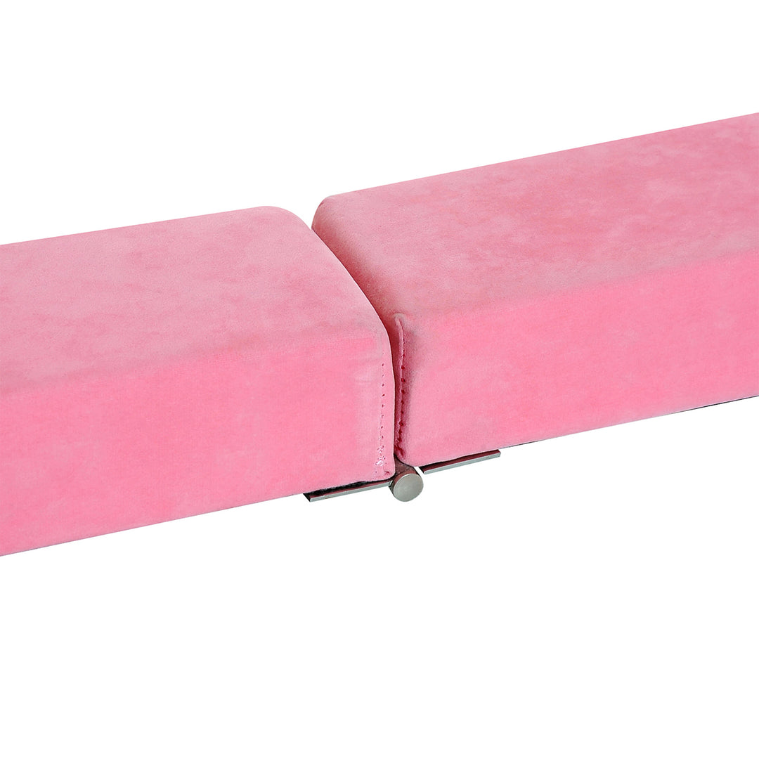 Sammenklappelig balancebom, skridsikker, ruskindsbetræk, holdbart træ, 210 x 10 x 6,5 cm, pink