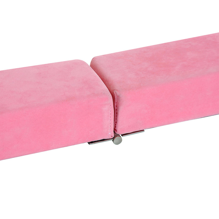 Sammenklappelig balancebom, skridsikker, ruskindsbetræk, holdbart træ, 210 x 10 x 6,5 cm, pink