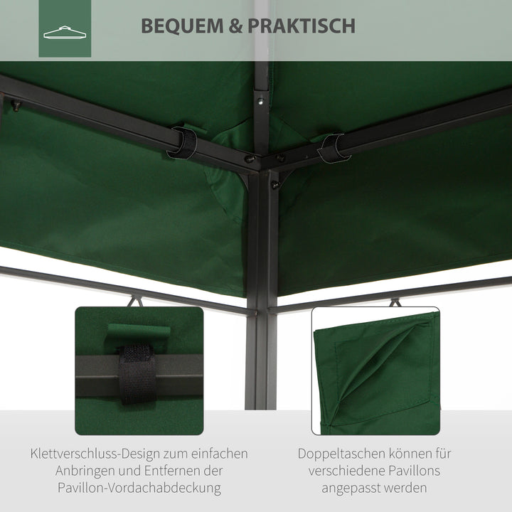 Udskiftningstag til 3x4m metalpavillon, vandafvisende, pavillontag (dobbelttag), udskiftningsovertræk til havepavillon, reservedele, polyester 180g/m², grøn