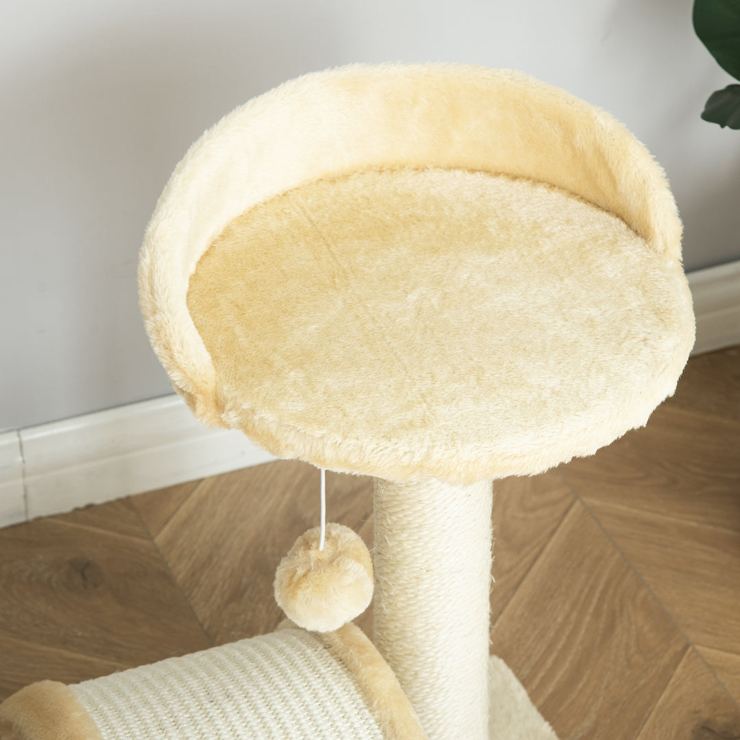 Kradsetræ med legebolde kradsetræ til katte sisalreb kradsetræer beige 35,5 x 37 x 46 cm