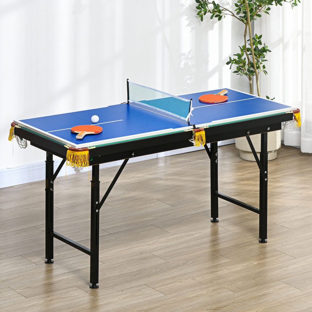 2-I-1 poolbord, bordtennisbord, med tilbehør, 140x63x80cm, blå/grøn