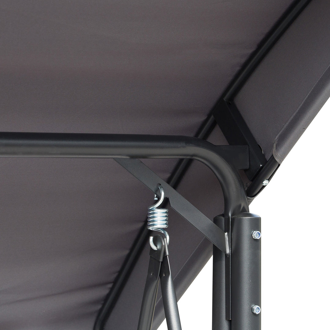 Hollywood-gynge med sidelomme, 3-personers havegynge med justerbar solskærm, gyngebænks bæreevne op til 300 kg, til have, terrasse, 196 x 128 x 172 cm, mørkegrå