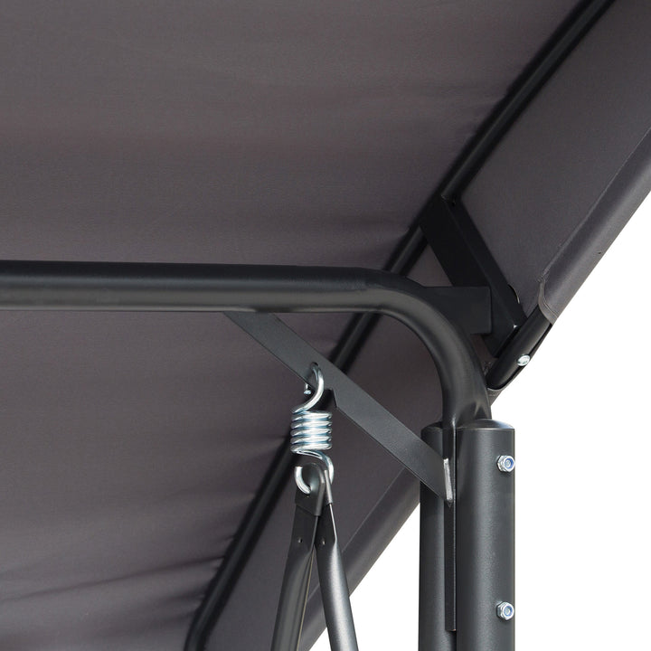 Hollywood-gynge med sidelomme, 3-personers havegynge med justerbar solskærm, gyngebænks bæreevne op til 300 kg, til have, terrasse, 196 x 128 x 172 cm, mørkegrå