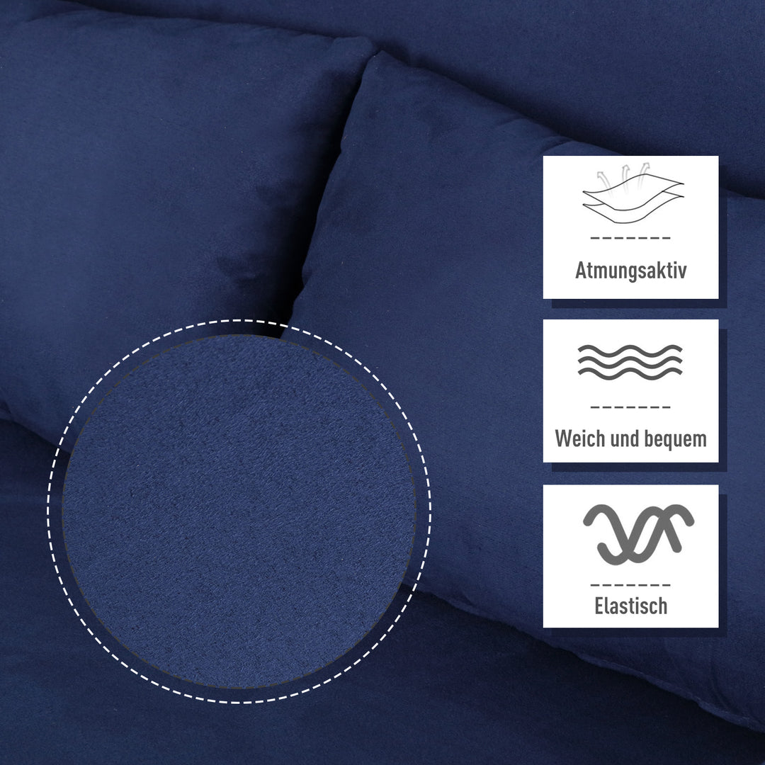 Sovesofa, 5-vejs justerbar, imiteret ruskind, metalstel, inklusive hynder, marineblå