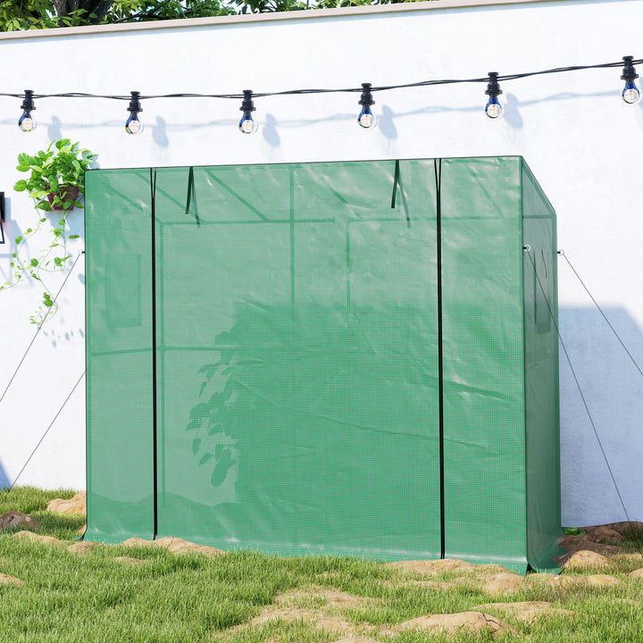 Minidrivhus, lænedrivhus med rulleport og netvinduer, UV-bestandig, til blomster, frøplanter, planter og grønt
