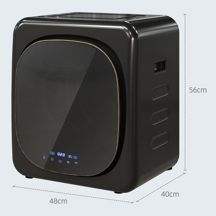 Tørretumbler med uv-desinfektion, kompakt design, 4 kg kapacitet, rustfrit stål, sort