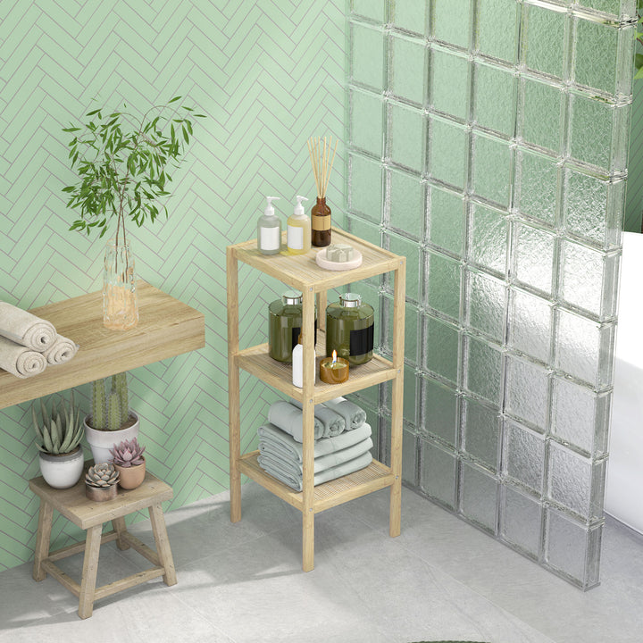 3-Lags fugtbestandig badeværelseshylde i bambus 33 x 31 x 78 cm