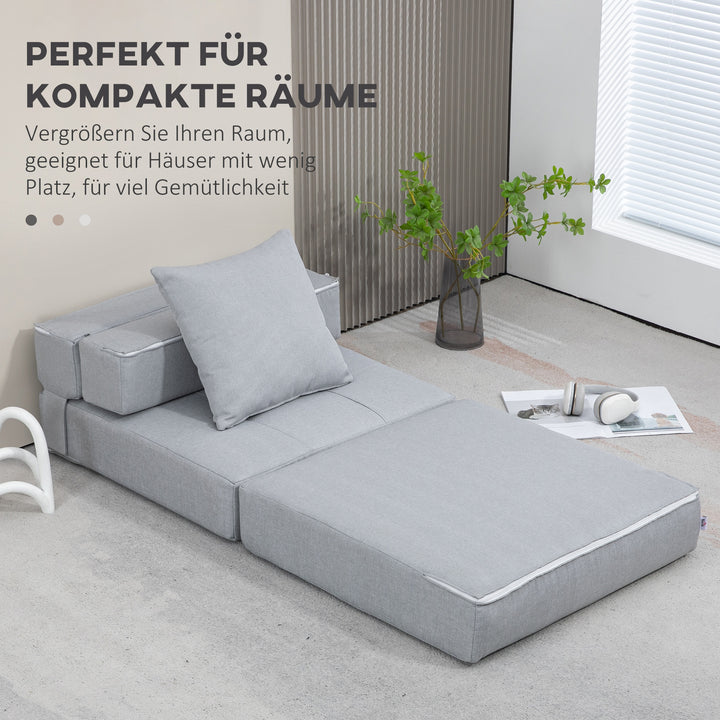 Lænestol med sengefunktion, inklusive 1 hynde, 70 cm x 70 cm x 61 cm, lysegrå