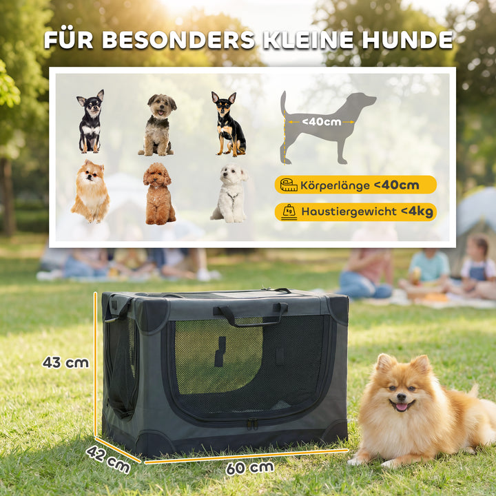 Sammenklappelig hundebur, hundetransportkasse med aftagelig og vaskbar hynde, Oxford-stofbetræk, til hunde op til 4 kg, armygrøn
