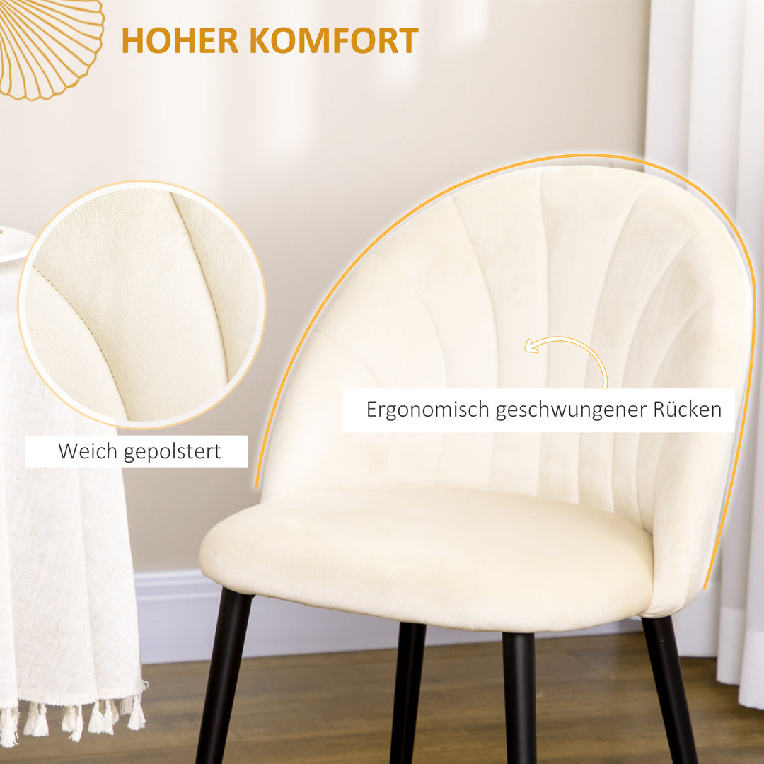 Sæt med 2 spisestuestole i skandinavisk design, køkkenstole, samp look, creme + sort