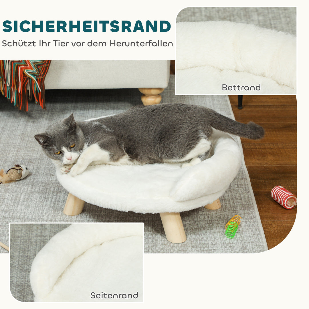 Kæledyrsseng til katte og hunde op til 5 kg/30 cm, vaskbart plysbetræk, cremehvid, 47 x 40 x 20 cm
