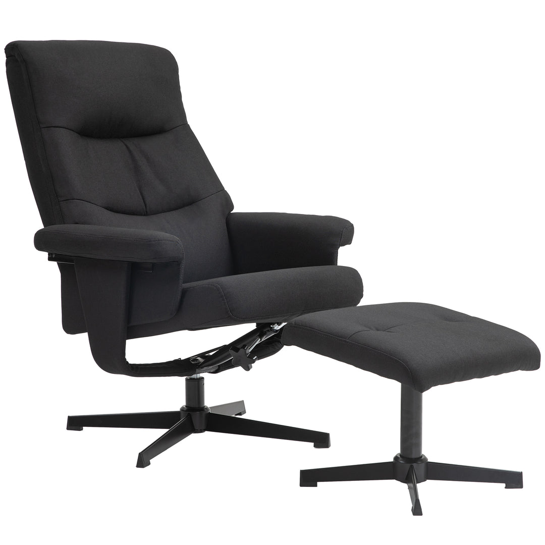 Hvilestol med fodskammel, drejefunktion, vippefunktion, fløjlslook, op til 150 kg, sort