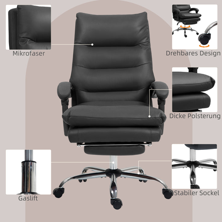 Kontorstol med massagefunktion, opvarmet, vipbar, kunstlæder, 65 x 72 x 109-117 cm, sort