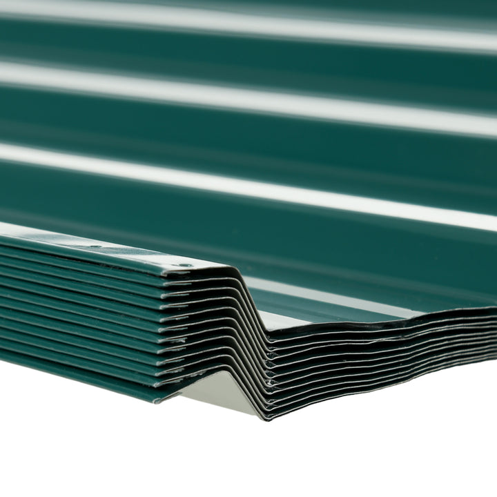 12 stk. trapezformet metalplade 129x45cm 7m² Galvaniseret tagplade 0,25 mm Vejrbestandig profilplade Grøn