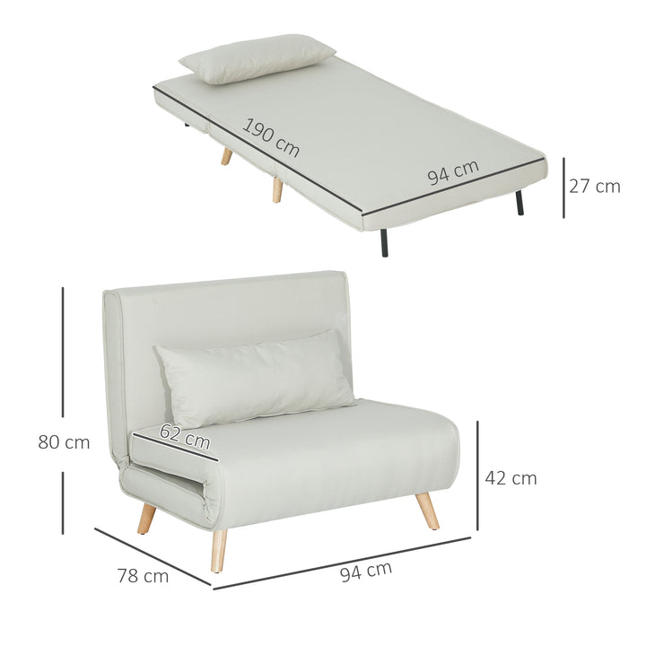 Enkelt sovesofa sovesofa foldsofa justerbar ryglæn liggestol nordisk skandinavisk 25d skum hushør imiteret grantræ cremehvid 94 x 78 x 80 cm