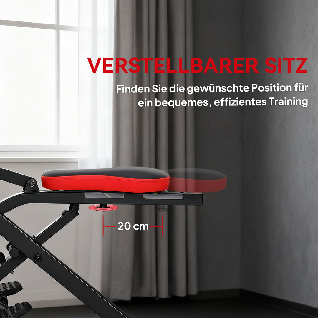 Træningsmaskine, justerbar, metalrør, pedaler, foldbar, rød