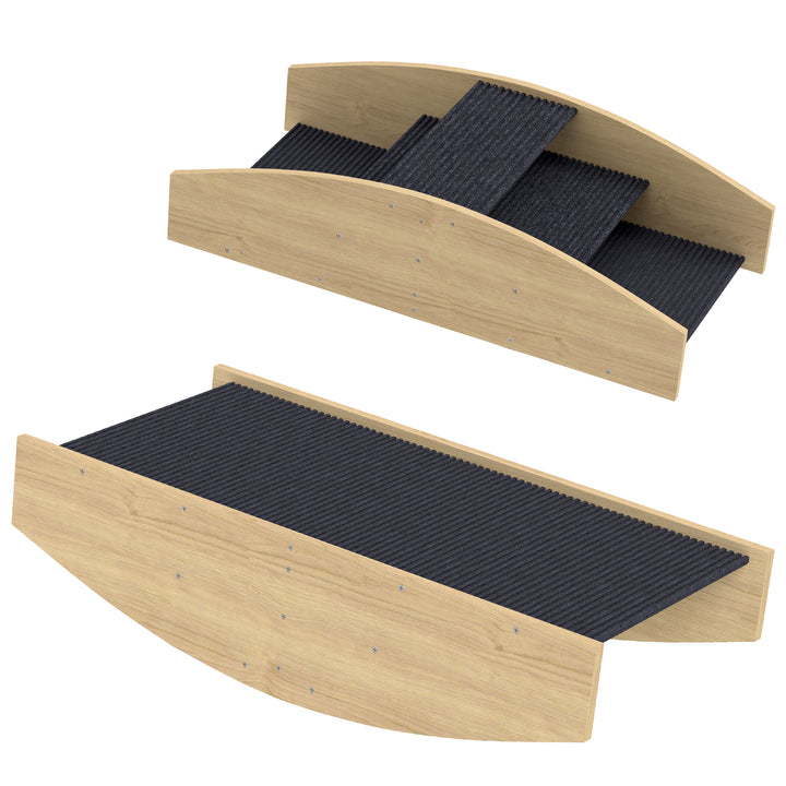 Agility hundegynge, 2-i-1 vippe og trappe, skridsikker, grantræ, 80 x 39,5 cm