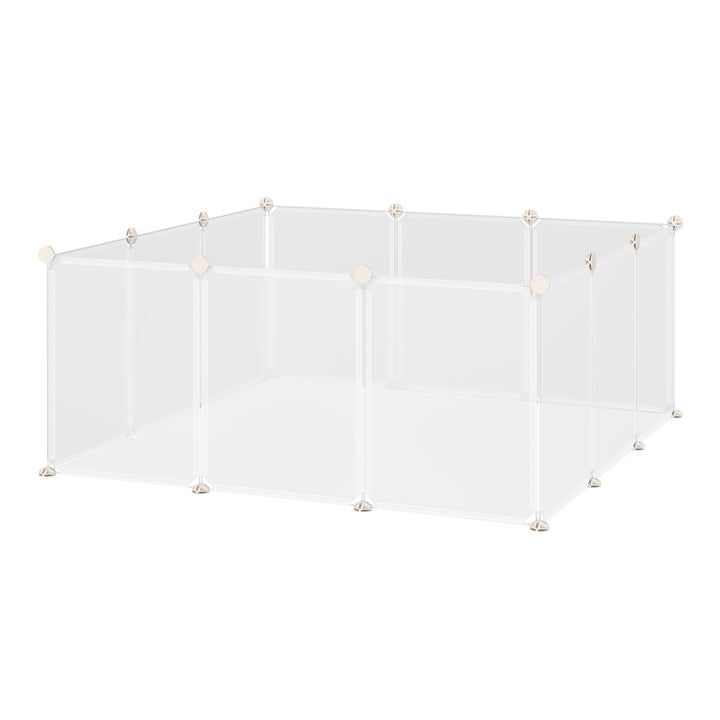 Udendørs legegård diy udendørs indhegning net afspærring små kæledyr legegård til indendørs 12 paneler hvid metal pp harpiks 105 x 105 x 45 cm