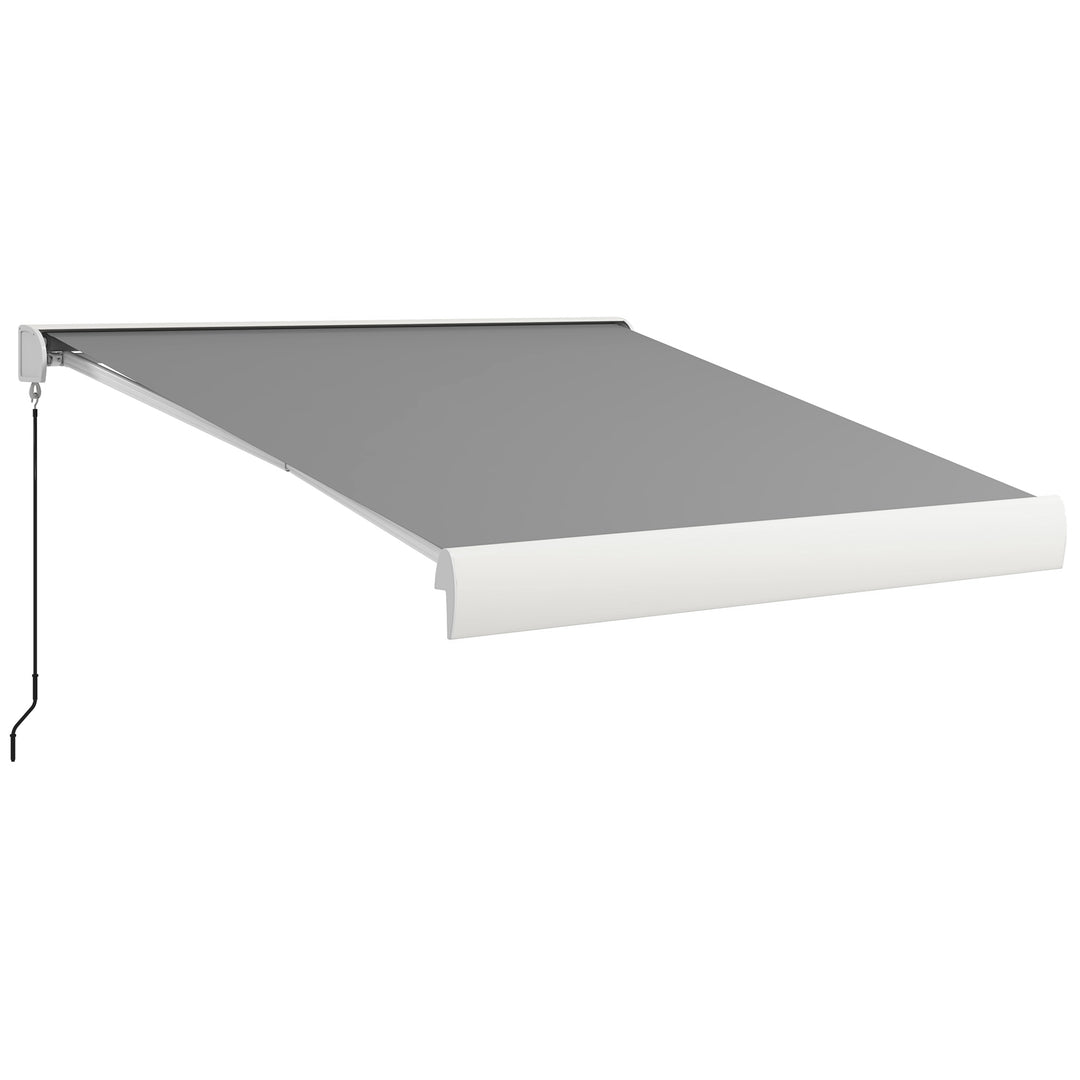 Markise, elektrisk/manuelt udtrækkelig, fuld kassette, fjernbetjening, aluminiumsramme, 3 x 2,5 m, lysegrå
