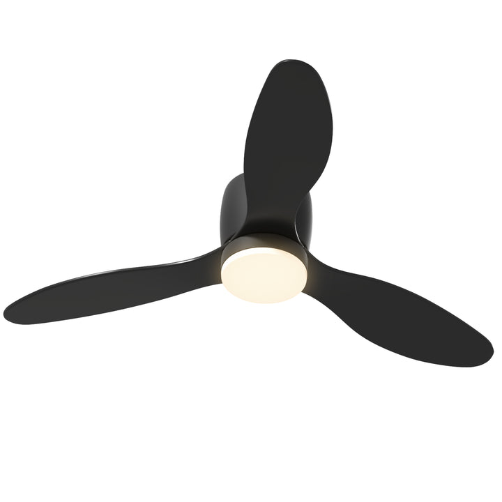 Loftsventilator med lampe og fjernbetjening, 3 lysfarver, 6 hastigheder, justerbar lysstyrke, sort