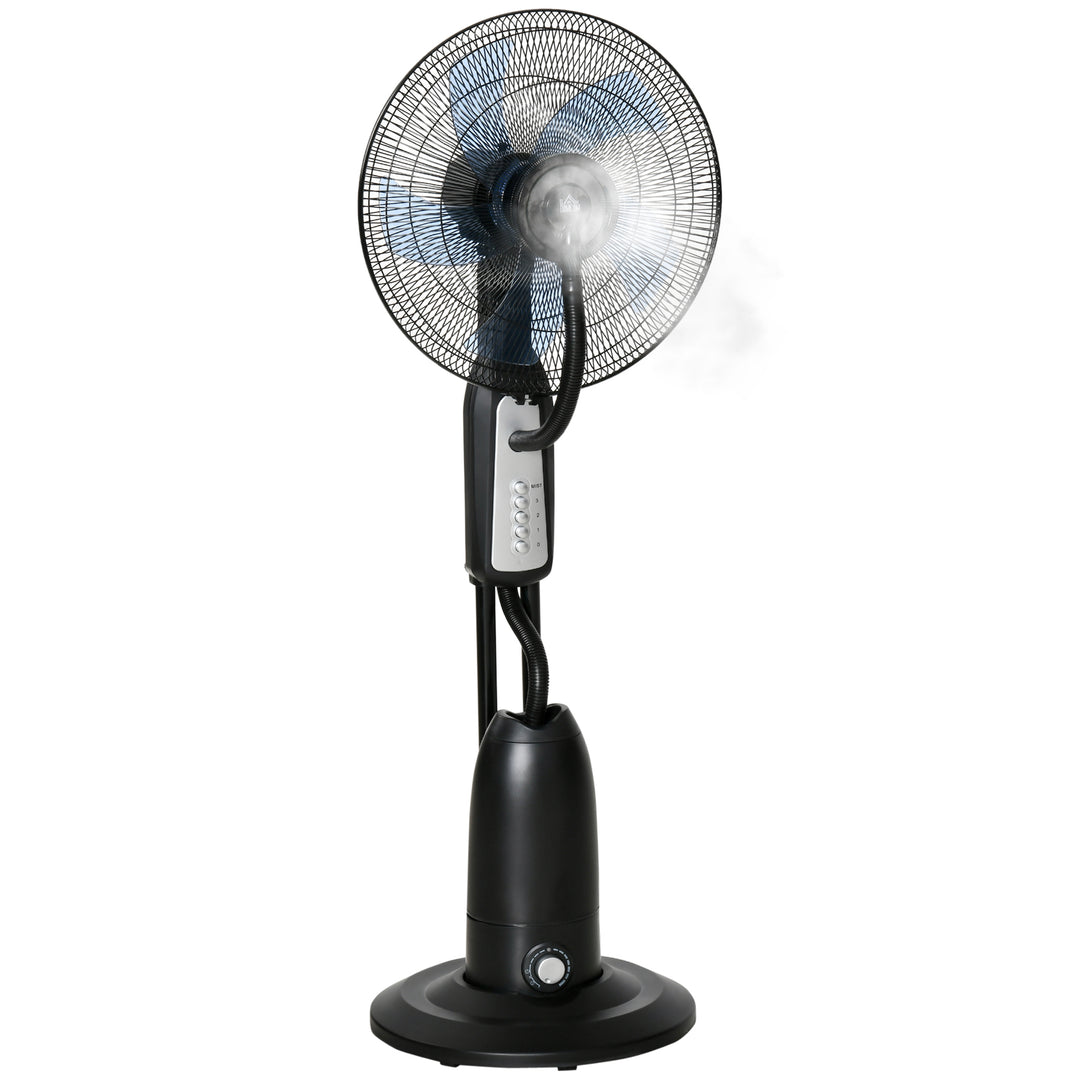 Vandkølet piedestalventilator med justerbar tågefunktion, 3 hastigheder, 2,8 L vandtank, 70° oscillation, 90 W vandventilator med hjul, 120 cm