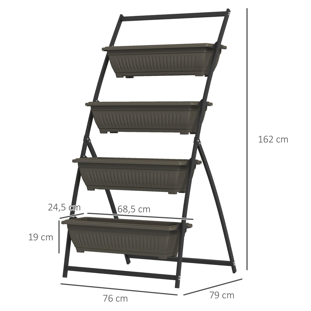 Plantestativ, blomsterstativ, plantehylde, stabelbar, vejrbestandig, 76 cm x 79 cm x 162 cm, brun