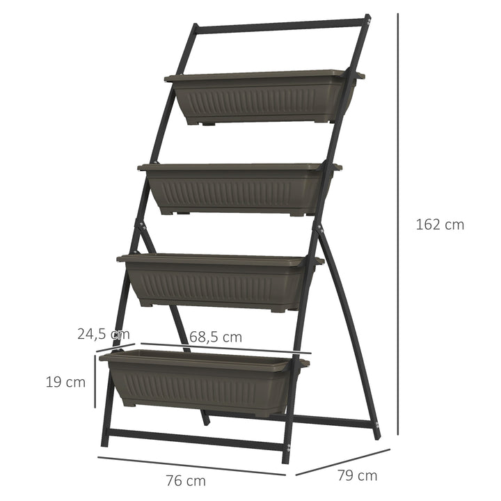 Plantestativ, blomsterstativ, plantehylde, stabelbar, vejrbestandig, 76 cm x 79 cm x 162 cm, brun