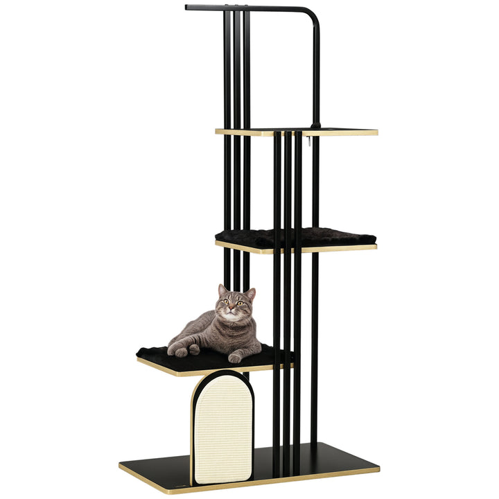 Kradsetræ, industridesign, 3 platforme, 2 puder, kradsevæg, stålramme, sort, 85 x 48 x 170 cm