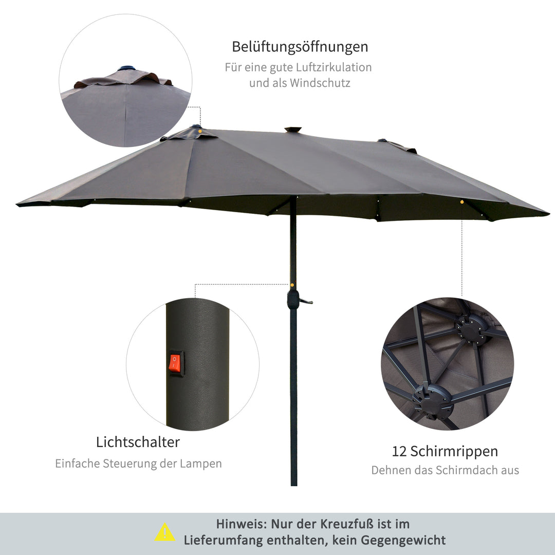 Oval parasol mørkegrå 440 x 260 cm