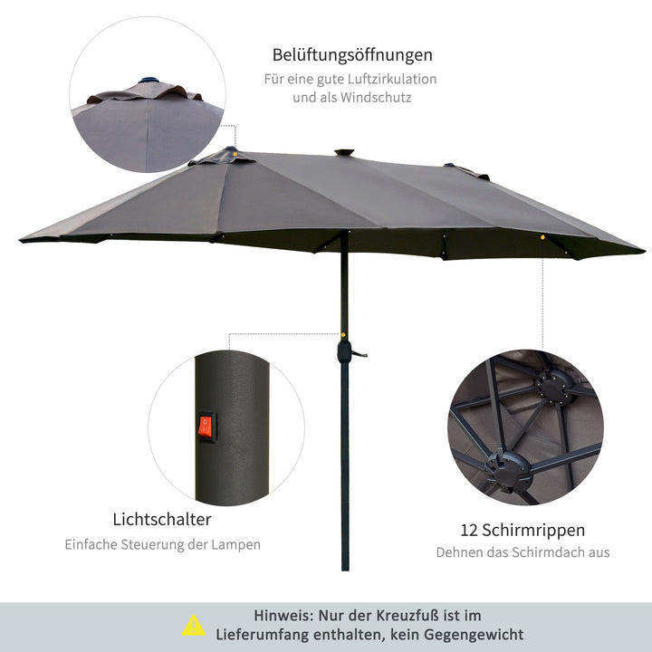 Oval parasol mørkegrå 440 x 260 cm